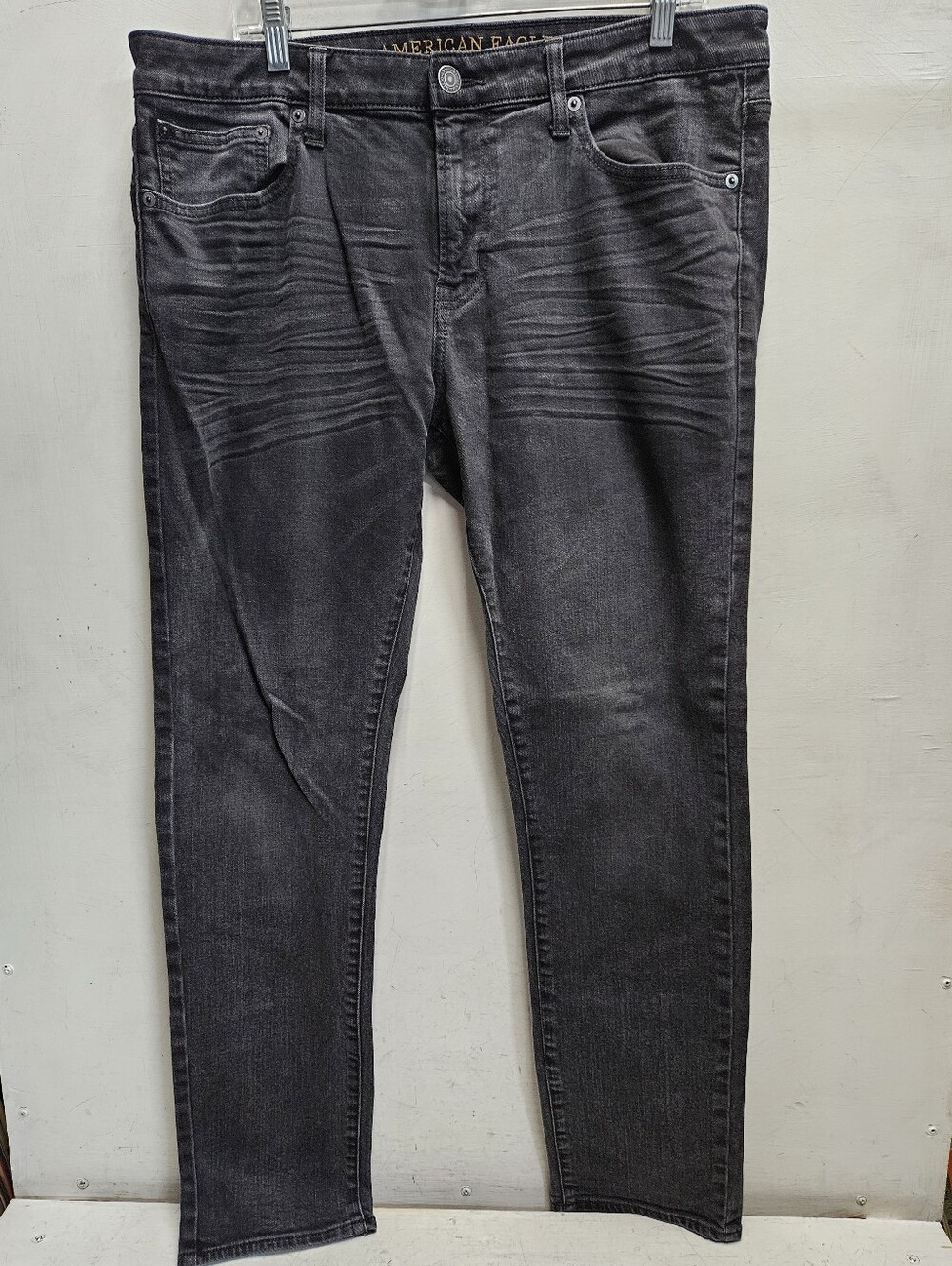 AE American Eagle Mens 36x32 Black Skinny Extreme Flex Stretchy Jeans